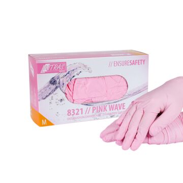 Gants en nitrile rose taille M