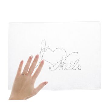 Serviette de toilette avec strass "I love nails"